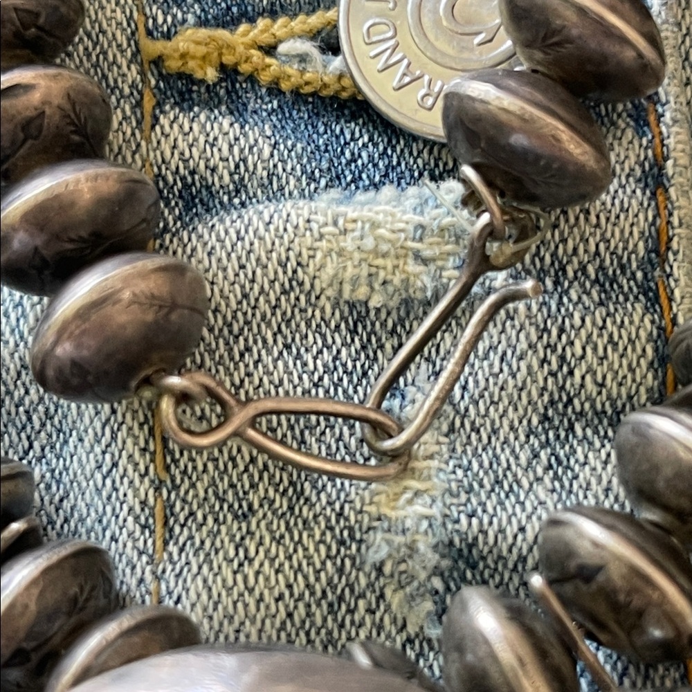 vintage Navajo Sterling Silver Naja squash, blossom Turquoise Necklace Massive - Picture 16 of 17
